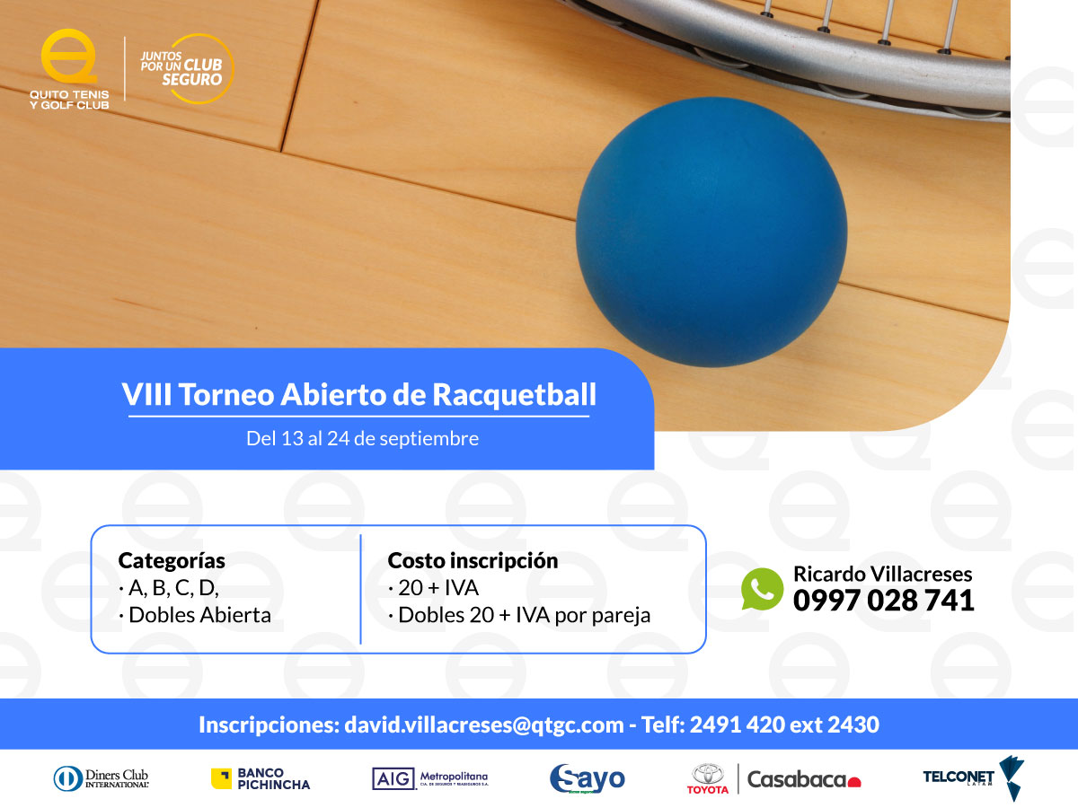 VIII Torneo Abierto de Racquetball QTGC Ecuador