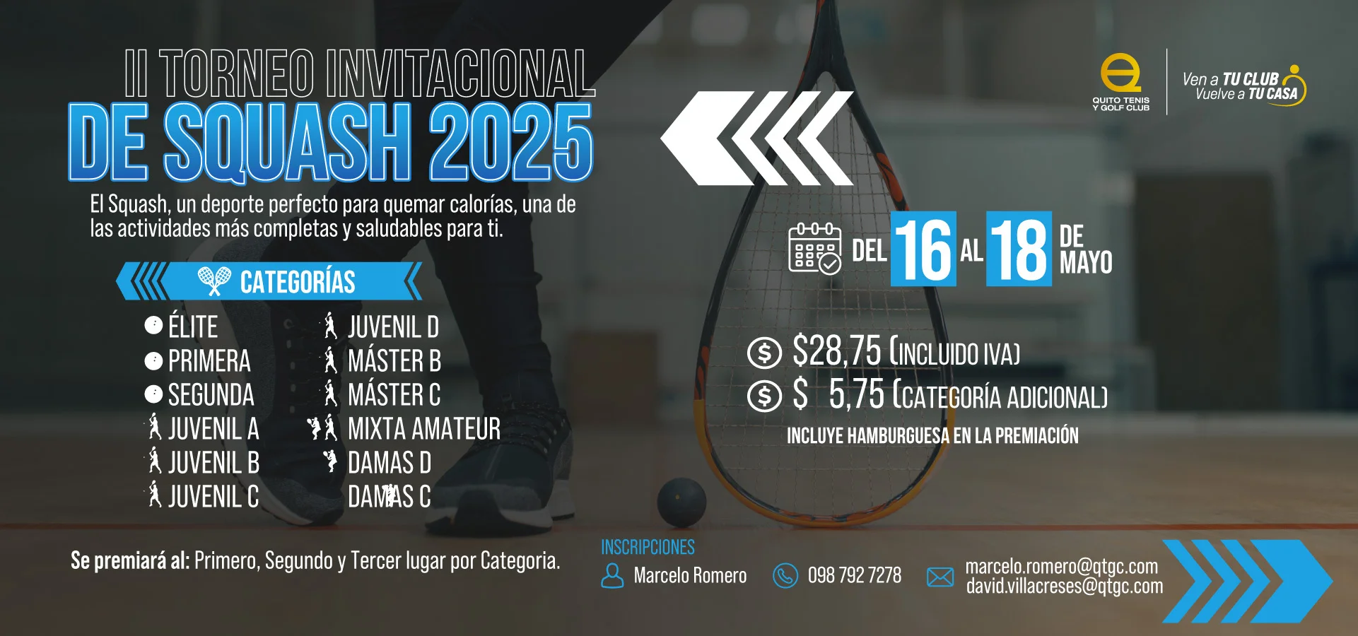 II Torneo Invitacional de Squash 2025 QTGC Ecuador